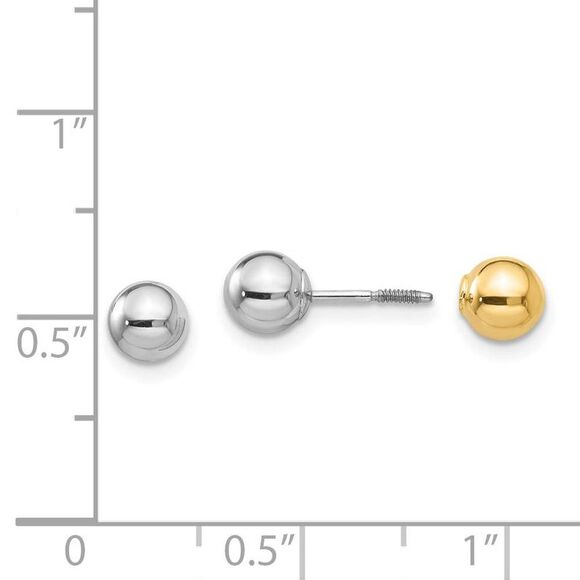 Kids Reversible 5mm Ball Screw Back Earrings in 14k Two-tone Gold - Picture 5 of 6